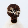 Women's Retro Pearl Crystal Flower Hair Comb With Metal Leaf Handmade Woven Bridal Headwear