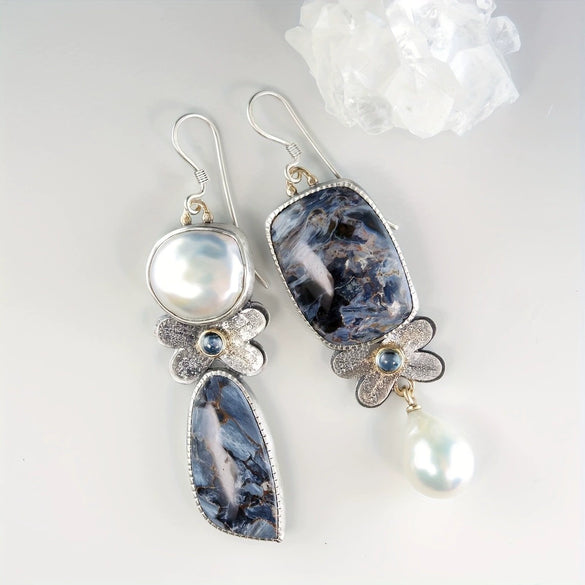 Women's Retro Pearl Enamel Imitation Abalone Shell Zinc Alloy Drop Shape Earrings