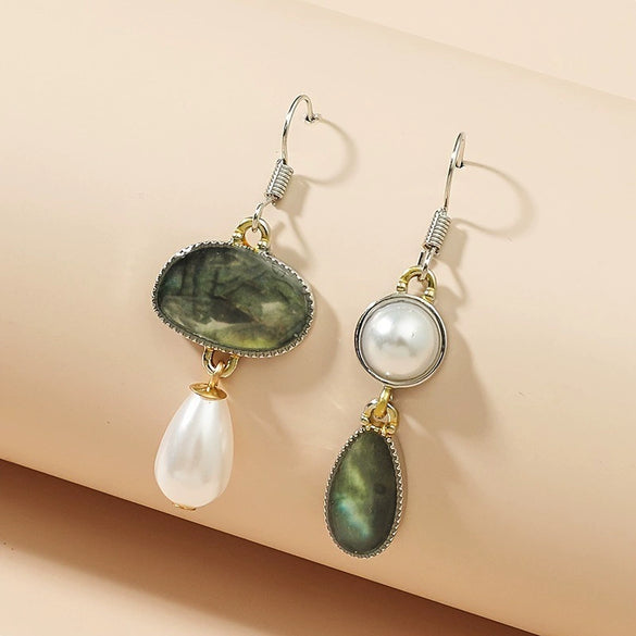 Women's Retro Pearl Enamel Imitation Abalone Shell Zinc Alloy Drop Shape Earrings