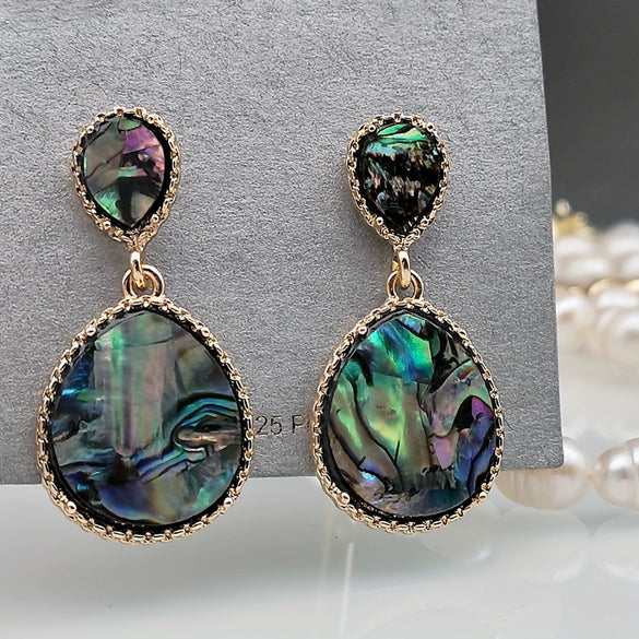 Women's Retro Pearl Enamel Imitation Abalone Shell Zinc Alloy Drop Shape Earrings