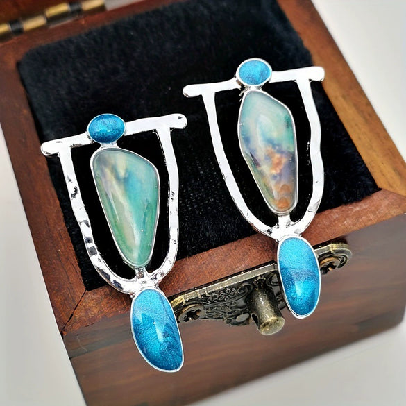 Women's Retro Pearl Enamel Imitation Abalone Shell Zinc Alloy Drop Shape Earrings