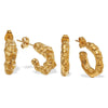 Women's Retro Pleated Cshaped 316L Stainless Steel 18K Gold Plated Earrings