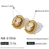 Women's Retro Portrait Pattern Stainless Steel Earrings And Ring Set With Geometric Shape And Vacuum Plated Finish
