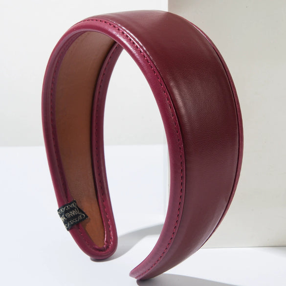 Women's Retro Pu Leather Widebrim Geometric Hair Hoop Handmade Hair Accessories