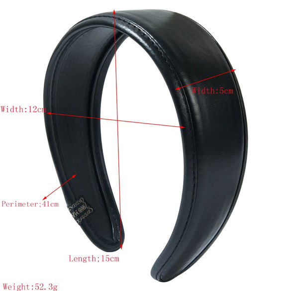 Women's Retro Pu Leather Widebrim Geometric Hair Hoop Handmade Hair Accessories