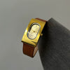 Women's Retro Rectangular Metal Pu Strap Luxury Niche Highend Sense Antique Fashion Simple Watch