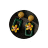 Women's Retro Resin Flower Earrings With Silver Needles Geometric Drop Design Electroplated Spring Style Statement Jewelry