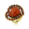Women's Retro Round Glass Photo Box Ring Adjustable Alloy Resin Heart Pattern Electroplated Statement Ring