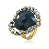 Women's Retro Round Glass Photo Box Ring Adjustable Alloy Resin Heart Pattern Electroplated Statement Ring