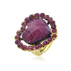 Women's Retro Round Glass Photo Box Ring Adjustable Alloy Resin Heart Pattern Electroplated Statement Ring