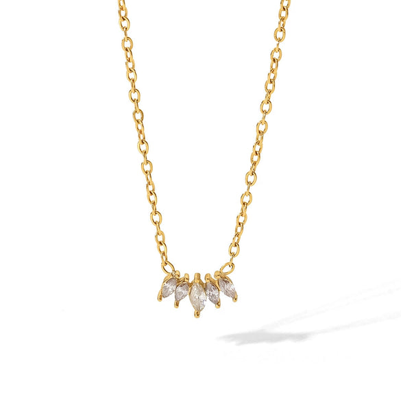Women's Retro Simple Allmatch Titanium Steel Necklace With Geometric Pattern And Diamond Design
