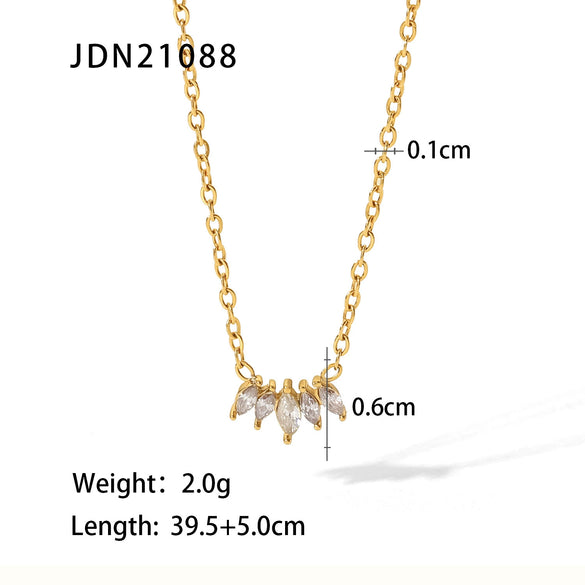 Women's Retro Simple Allmatch Titanium Steel Necklace With Geometric Pattern And Diamond Design