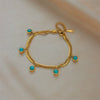 Women's Retro Simple Doublelayer Metal Stainless Steel Turquoise Pendant Bracelet With Electroplating