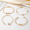 Women's Retro Simple Geometric Metal Love Open Bracelet Fourpiece Set