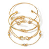 Women's Retro Simple Geometric Metal Love Open Bracelet Fourpiece Set