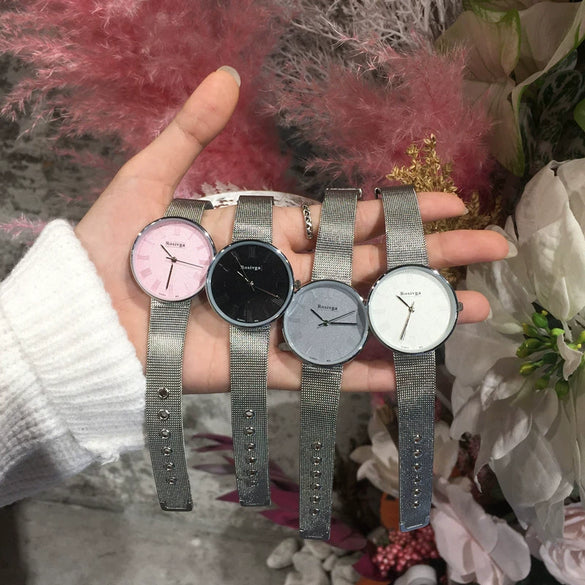Women's Retro Simple Metal Chain Watch With Round Dial Alloy Case And Stainless Steel Strap