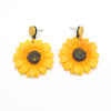 Women's Retro Simple Resin Flower Earrings Elegant Fashion Sunflower Floral Drop Earrings Versatile Lightweight Statement Jewelry