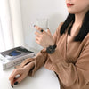 Women's Retro Simple Square Alloy Case Imitation Leather Strap Stainless Steel Clasp Watch