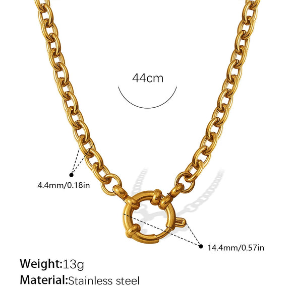 Women's Retro Simple Style 316L Stainless Steel Chain Necklace With Electroplating