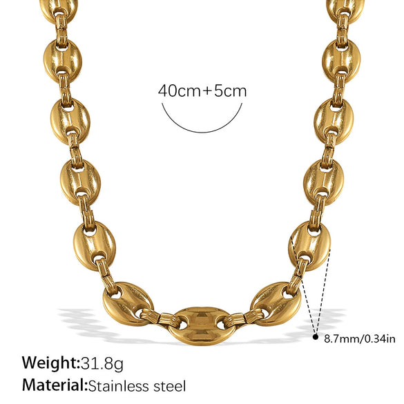 Women's Retro Simple Style 316L Stainless Steel Chain Necklace With Electroplating