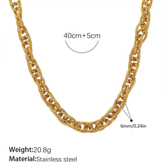 Women's Retro Simple Style 316L Stainless Steel Chain Necklace With Electroplating