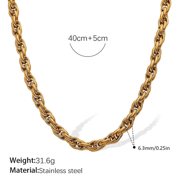 Women's Retro Simple Style 316L Stainless Steel Chain Necklace With Electroplating
