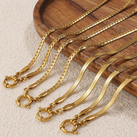 Women's Retro Simple Style 316L Stainless Steel Chain Necklace With Electroplating