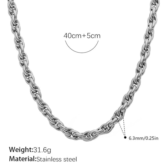 Women's Retro Simple Style 316L Stainless Steel Chain Necklace With Electroplating