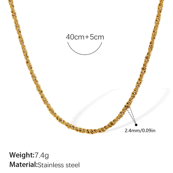 Women's Retro Simple Style 316L Stainless Steel Chain Necklace With Electroplating