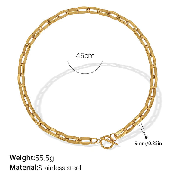 Women's Retro Simple Style 316L Stainless Steel Chain Necklace With Electroplating
