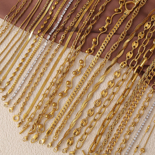 Women's Retro Simple Style 316L Stainless Steel Chain Necklace With Electroplating