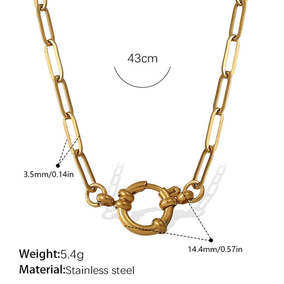Women's Retro Simple Style 316L Stainless Steel Chain Necklace With Electroplating