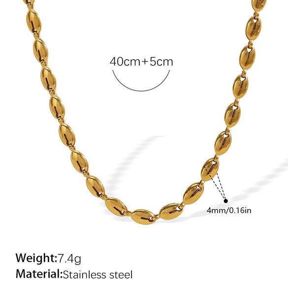 Women's Retro Simple Style 316L Stainless Steel Chain Necklace With Electroplating