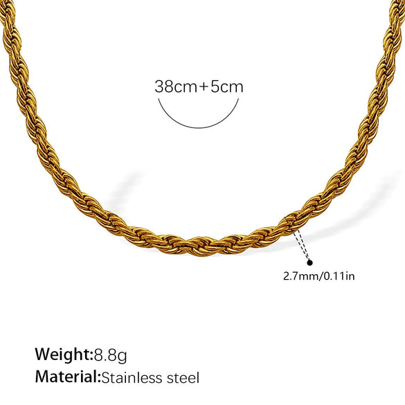 Women's Retro Simple Style 316L Stainless Steel Chain Necklace With Electroplating