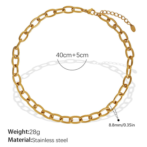 Women's Retro Simple Style 316L Stainless Steel Chain Necklace With Electroplating