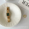 Women's Retro Square Alloy Case Quartz Watch With Steel Band