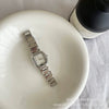 Women's Retro Square Alloy Case Quartz Watch With Steel Band