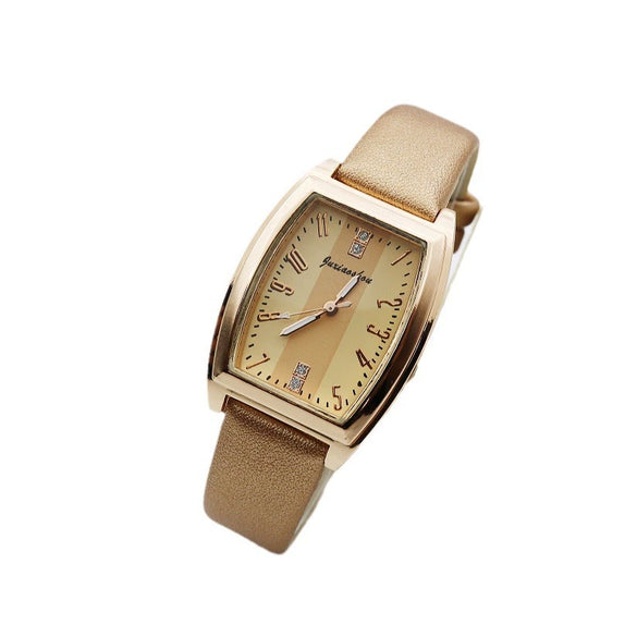 Women's Retro Square Casual Quartz Watch With Alloy Case Pu Strap And Mineral Strengthened Glass Mirror
