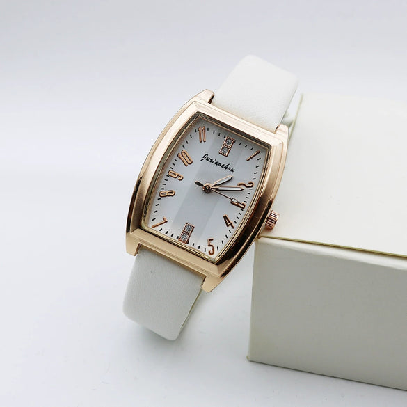 Women's Retro Square Casual Quartz Watch With Alloy Case Pu Strap And Mineral Strengthened Glass Mirror