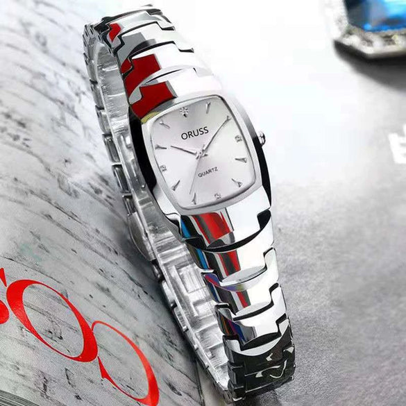 Women's Retro Square Dial Alloy Watch With Stainless Steel Clasp And Mineral Strengthened Glass Mirror