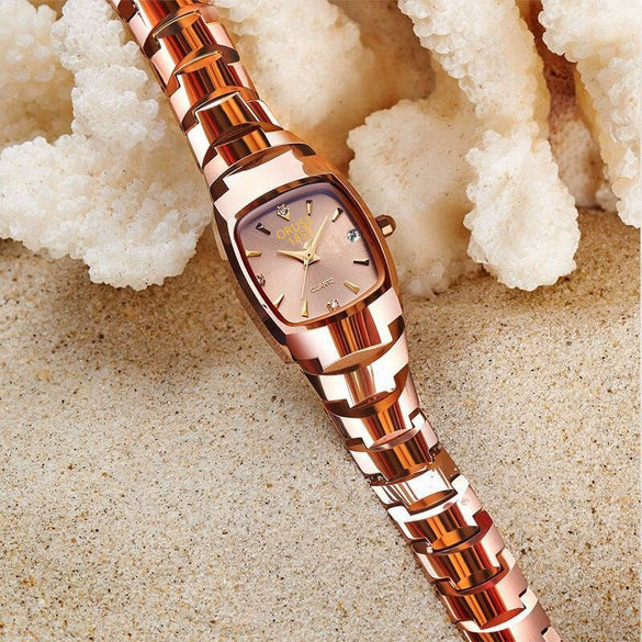 Women's Retro Square Dial Alloy Watch With Stainless Steel Clasp And Mineral Strengthened Glass Mirror