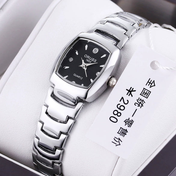 Women's Retro Square Dial Alloy Watch With Stainless Steel Clasp And Mineral Strengthened Glass Mirror