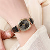 Women's Retro Square Dial Luxury Watch Alloy Case Imitation Leather Strap Stainless Steel Clasp