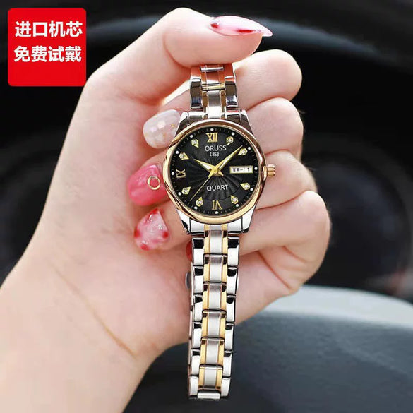 Women's Retro Square Dial Watch With Alloy Case And Stainless Steel Clasp