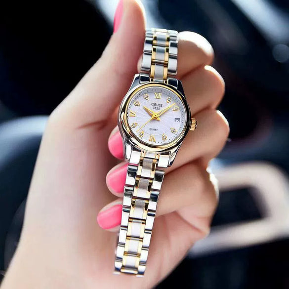 Women's Retro Square Dial Watch With Alloy Case And Stainless Steel Clasp