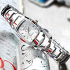 Women's Retro Square Dial Watch With Alloy Case And Stainless Steel Clasp