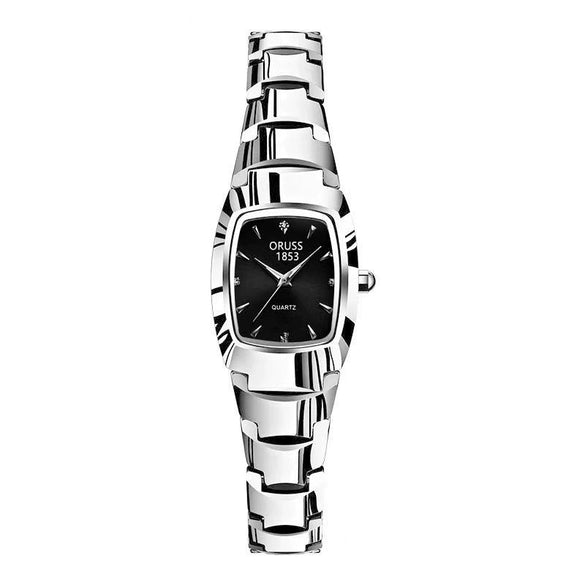 Women's Retro Square Dial Watch With Alloy Case And Stainless Steel Clasp