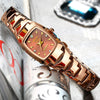 Women's Retro Square Dial Watch With Alloy Case And Stainless Steel Clasp