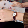 Women's Retro Square Metal Case Imitation Leather Strap Watch