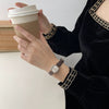 Women's Retro Square Quartz Watch With Alloy Case And Ordinary Glass Mirror